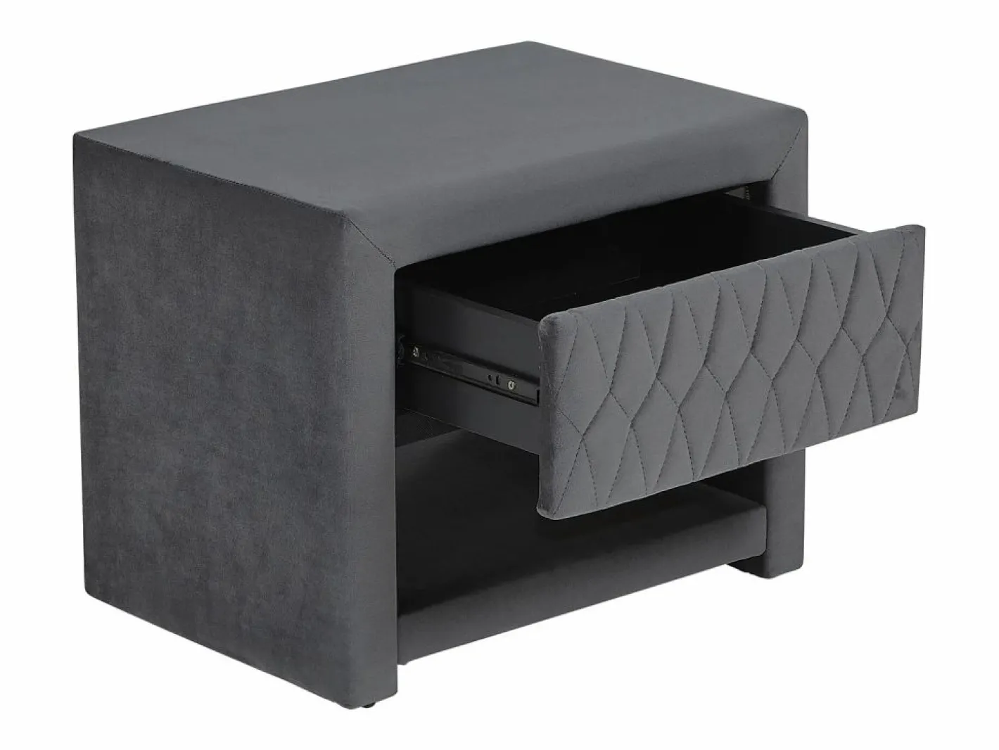 Vente-unique Conjunto de 2 mesitas de noche con cajón y hueco en Terciopelo gris - DANIELE Gris antracita