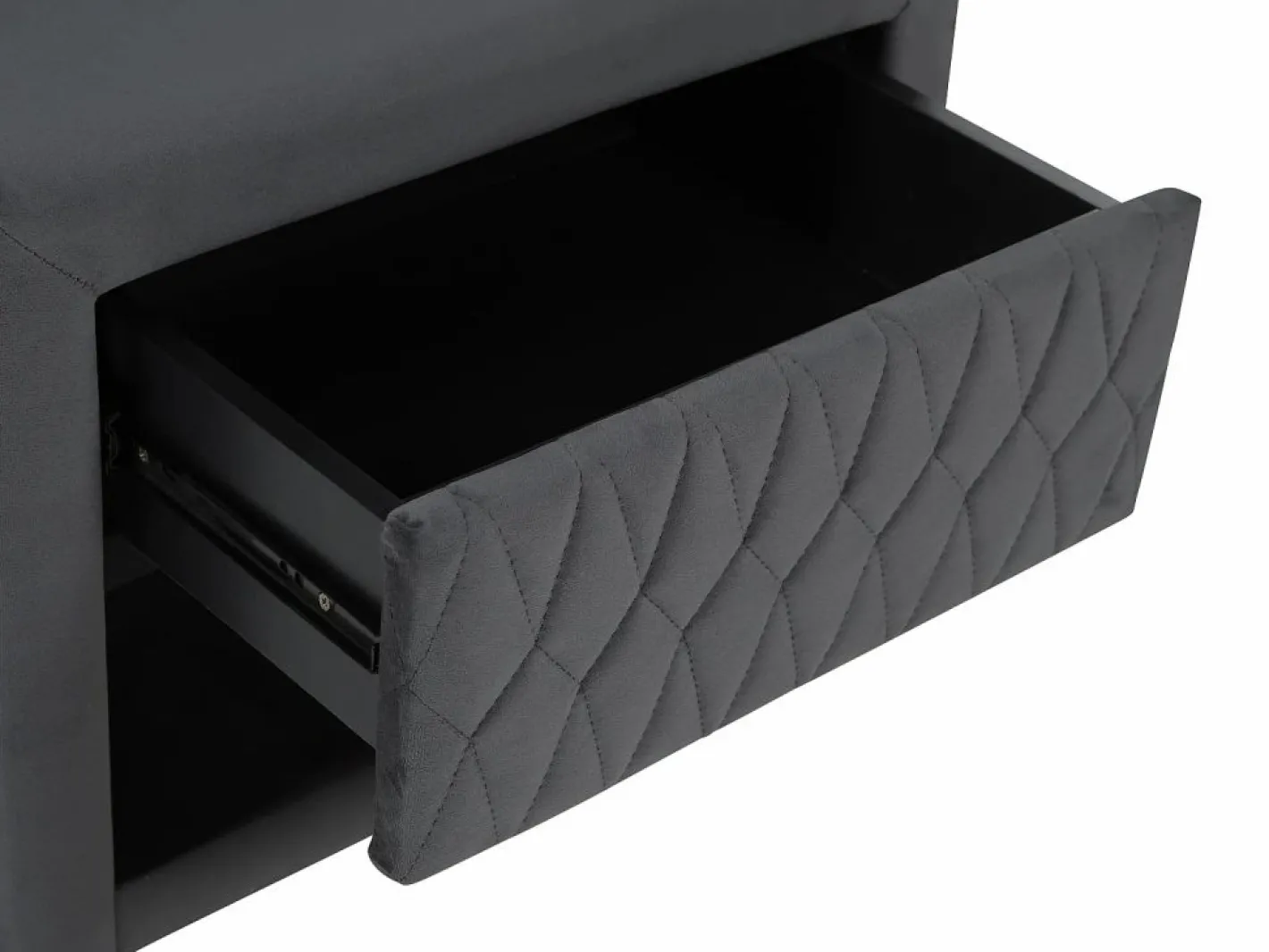 Vente-unique Conjunto de 2 mesitas de noche con cajón y hueco en Terciopelo gris - DANIELE Gris antracita