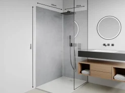 Vente-unique Conjunto de 2 paneles de ducha con efecto de cemento pulido - L90 x L120 x Alt. 210 cm - ARFINO Gris Outlet