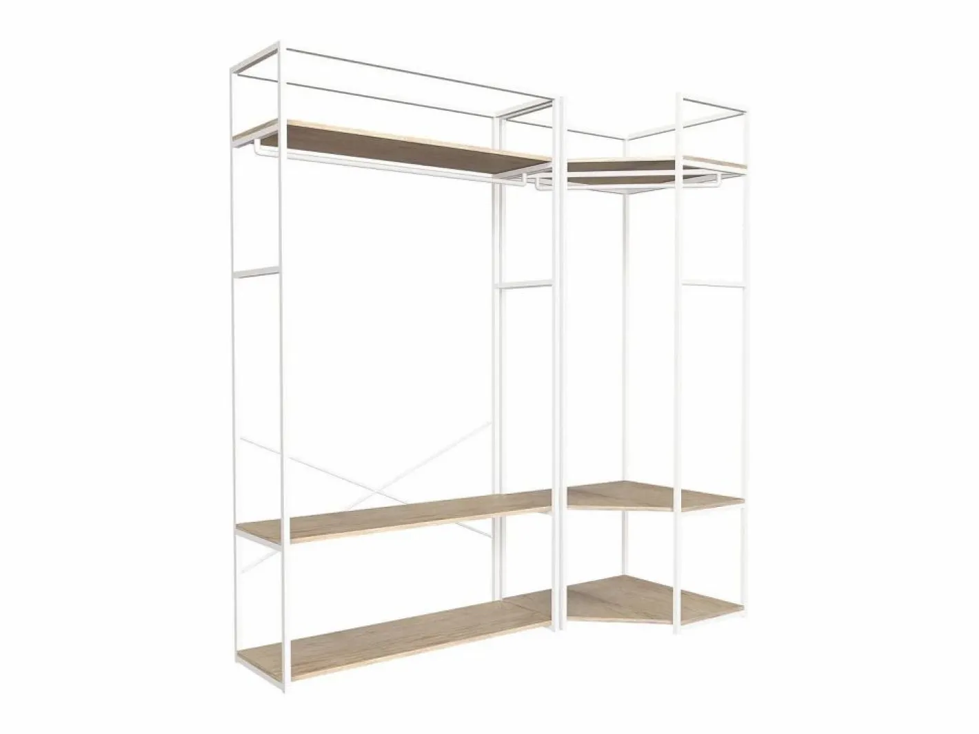 Armario Abierto, Vestidor|Conjunto de 2 percheros de madera y metal 180x200cm JUNE