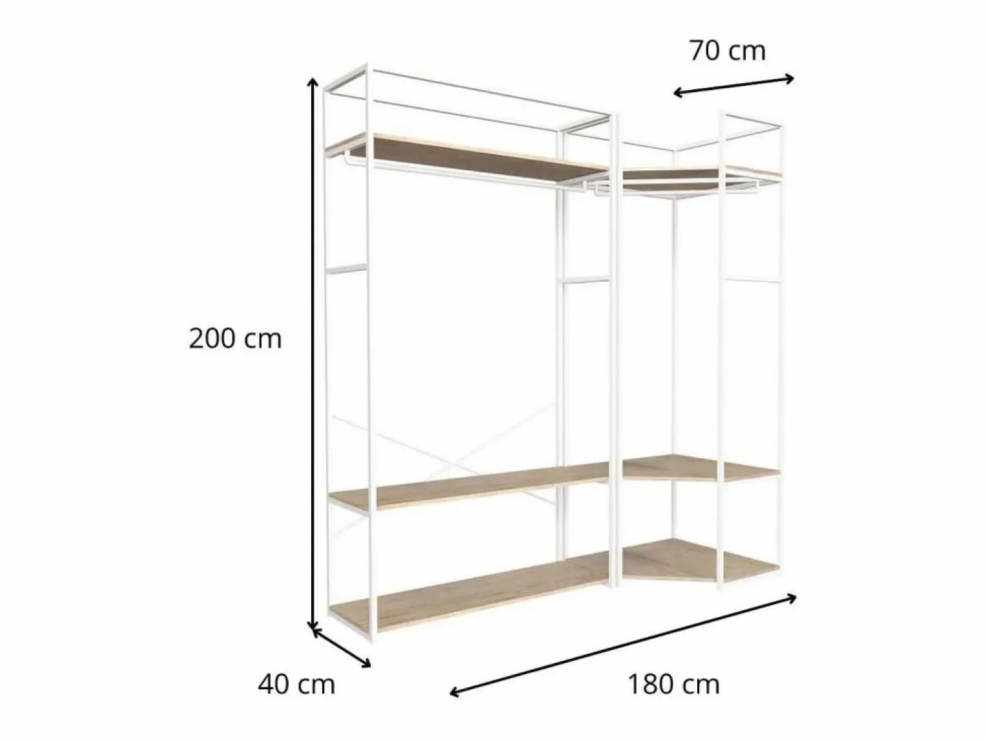 Armario Abierto, Vestidor|Conjunto de 2 percheros de madera y metal 180x200cm JUNE