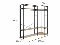 Conjunto de 2 percheros de madera y metal 180x200cm JUNE Negro New