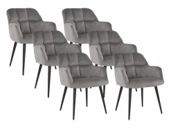 Conjunto de 6 sillas acolchadas Con reposabrazos - Terciopelo y metal negro. . PEGA^Vente-unique Discount