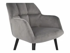 Conjunto de 6 sillas acolchadas Con reposabrazos - Terciopelo y metal negro. . PEGA^Vente-unique Discount