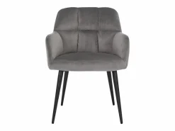 Vente-unique Sillas Y Lotes De Sillas|Conjunto de 2 sillas acolchadas Con reposabrazos - Terciopelo y metal negro. . PEGA