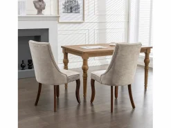 Conjunto de 2 sillas con patas de madera curvadas y respaldo alto.^Hauss Spole Sale