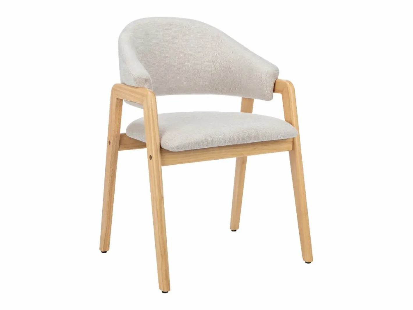 Vente-unique Sillas Y Lotes De Sillas|Conjunto de 6 sillas con brazos en tela y madera de caucho - y Natural - SOLUNA