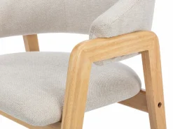 Vente-unique Sillas Y Lotes De Sillas|Conjunto de 6 sillas con brazos en tela y madera de caucho - y Natural - SOLUNA