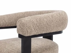 Vente-unique Conjunto de 6 sillas con reposabrazos en tela bouclé y madera de hevea - Topo y negro - LIVELIA Negro / Topo