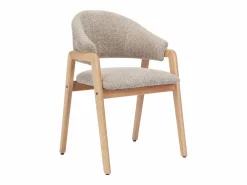 Vente-unique Conjunto de 6 sillas con reposabrazos en tejido bouclé y madera de caucho - Taupe y natural - SOLUNA Topo Sale