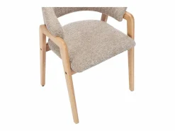 Vente-unique Conjunto de 6 sillas con reposabrazos en tejido bouclé y madera de caucho - Taupe y natural - SOLUNA Topo Sale