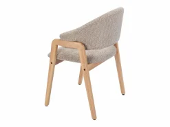 Vente-unique Conjunto de 6 sillas con reposabrazos en tejido bouclé y madera de caucho - Taupe y natural - SOLUNA Topo Sale