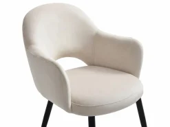 Maison Céphy Conjunto de 2 sillas con reposabrazos de terciopelo y metal negro - - ALSEY de Beige Clearance