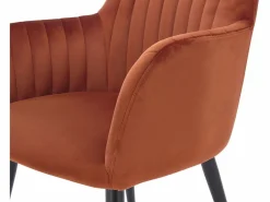 Vente-unique Conjunto de 2 sillas con reposabrazos de terciopelo y metal negro - - ELEANA Terracota Discount