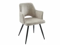 Vente-unique Conjunto de 6 sillas con reposabrazos en tela y metal negro - - KADIJA Beige Discount
