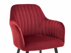 Vente-unique Colección Rouge Passion|Conjunto de 2 sillas con reposabrazos de terciopelo y metal negro - Burdeos - ELEANA