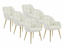 Conjunto de 6 sillas con reposabrazos - Tela de bouclé y metal dorado - - PEGA^Vente-unique Best