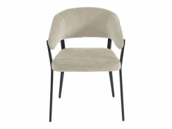 Vente-unique Conjunto de 2 sillas con reposabrazos de tela y metal negro - - AVRELA Beige Sale