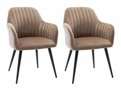 Vente-unique Sillas Y Lotes De Sillas|Conjunto de 2 sillas Con reposabrazos - Terciopelo y metal negro - - ELEANA