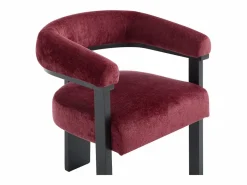 PASCAL MORABITO Colección Rouge Passion|Conjunto de 2 sillas con reposabrazos en tela texturizada y madera de hevea negra - Burdeos - LIVELIA de