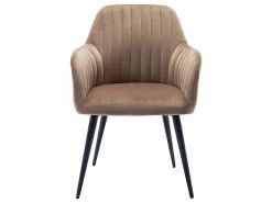 Vente-unique Sillas Y Lotes De Sillas|Conjunto de 6 sillas Con reposabrazos de terciopelo y metal negro - - ELEANA