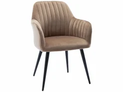 Vente-unique Sillas Y Lotes De Sillas|Conjunto de 6 sillas Con reposabrazos de terciopelo y metal negro - - ELEANA