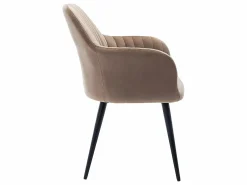 Vente-unique Sillas Y Lotes De Sillas|Conjunto de 6 sillas Con reposabrazos de terciopelo y metal negro - - ELEANA
