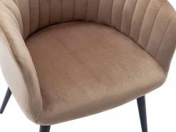 Vente-unique Sillas Y Lotes De Sillas|Conjunto de 6 sillas Con reposabrazos de terciopelo y metal negro - - ELEANA