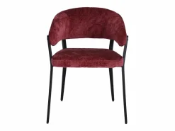 Vente-unique Conjunto de 2 sillas con reposabrazos en tela texturizada y metal negro - Burdeos - AVRELA Granate Online