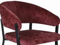 Vente-unique Conjunto de 2 sillas con reposabrazos en tela texturizada y metal negro - Burdeos - AVRELA Granate Online