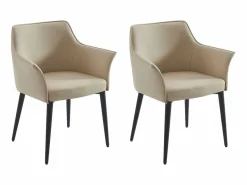 Vente-unique Conjunto de 2 sillas con reposabrazos en piel sintética y metal negro - - MIALOV Beige Clearance