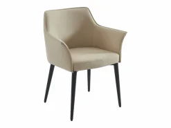 Vente-unique Conjunto de 2 sillas con reposabrazos en piel sintética y metal negro - - MIALOV Beige Clearance