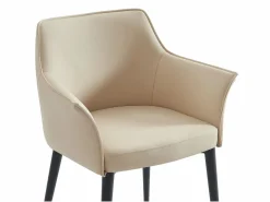 Vente-unique Conjunto de 2 sillas con reposabrazos en piel sintética y metal negro - - MIALOV Beige Clearance