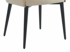 Vente-unique Conjunto de 2 sillas con reposabrazos en piel sintética y metal negro - - MIALOV Beige Clearance