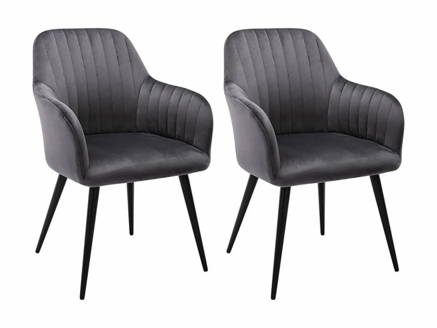 Conjunto de 2 sillas Con reposabrazos - Terciopelo y metal negro - Gris - ELEANA^Vente-unique Clearance