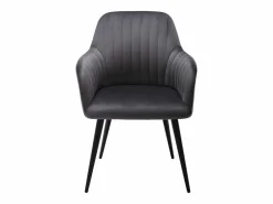 Conjunto de 2 sillas Con reposabrazos - Terciopelo y metal negro - Gris - ELEANA^Vente-unique Clearance