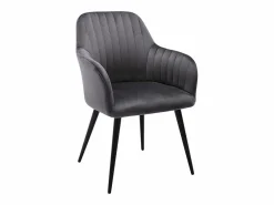 Conjunto de 2 sillas Con reposabrazos - Terciopelo y metal negro - Gris - ELEANA^Vente-unique Clearance