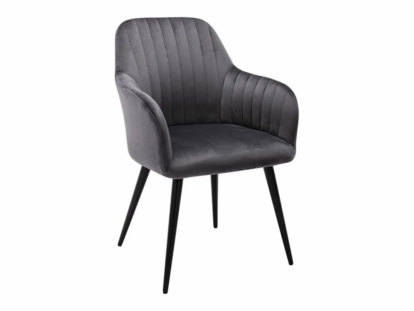 Conjunto de 2 sillas Con reposabrazos - Terciopelo y metal negro - Gris - ELEANA^Vente-unique Clearance