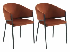 Vente-unique Sillas Y Lotes De Sillas|Conjunto de 2 sillas con reposabrazos de terciopelo y metal negro - - ORDIDA