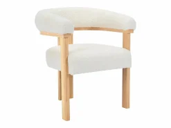 Conjunto de 2 sillas con reposabrazos en tela bouclé y hevea - Blanco y natural - LIVELIA^Vente-unique Best