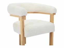 Conjunto de 2 sillas con reposabrazos en tela bouclé y hevea - Blanco y natural - LIVELIA^Vente-unique Best