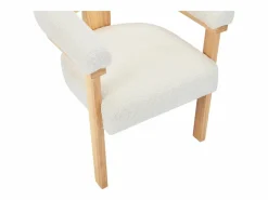 Conjunto de 2 sillas con reposabrazos en tela bouclé y hevea - Blanco y natural - LIVELIA^Vente-unique Best