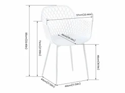 Conjunto de 4 Sillas de Brazos Blancas Estilo Escandinavo - Comedor/Cocina - Diseño Escandinavo - 52 x 56 x 84.5 cm^ Discount