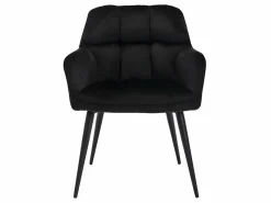 Vente-unique Conjunto de 6 sillas de comedor acolchadas Con reposabrazos - Terciopelo y metal . . PEGA Negro