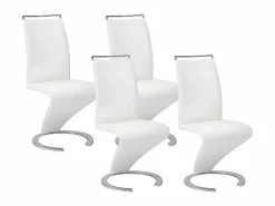 Vente-unique Conjunto de 4 sillas de piel sintética blanca TWIZY Blanco Hot
