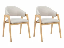Vente-unique Sillas Y Lotes De Sillas|Conjunto de 2 sillas de tela y madera de caucho - y natural - SOLUNA