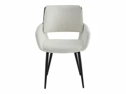 Vente-unique Sillas Y Lotes De Sillas|Conjunto de 2 sillas de tela bouclé, chapado de fresno y metal negro - Blanco - ZURIKIA