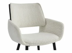 Vente-unique Sillas Y Lotes De Sillas|Conjunto de 2 sillas de tela bouclé, chapado de fresno y metal negro - Blanco - ZURIKIA