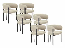 Conjunto de 6 sillas en tela y metal negro - - CIBARO^Vente-unique Outlet
