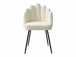 Vente-unique Conjunto de 2 sillas en tela bouclé y metal negro - - ALTINAM de Pascal MORABITO Crema Outlet